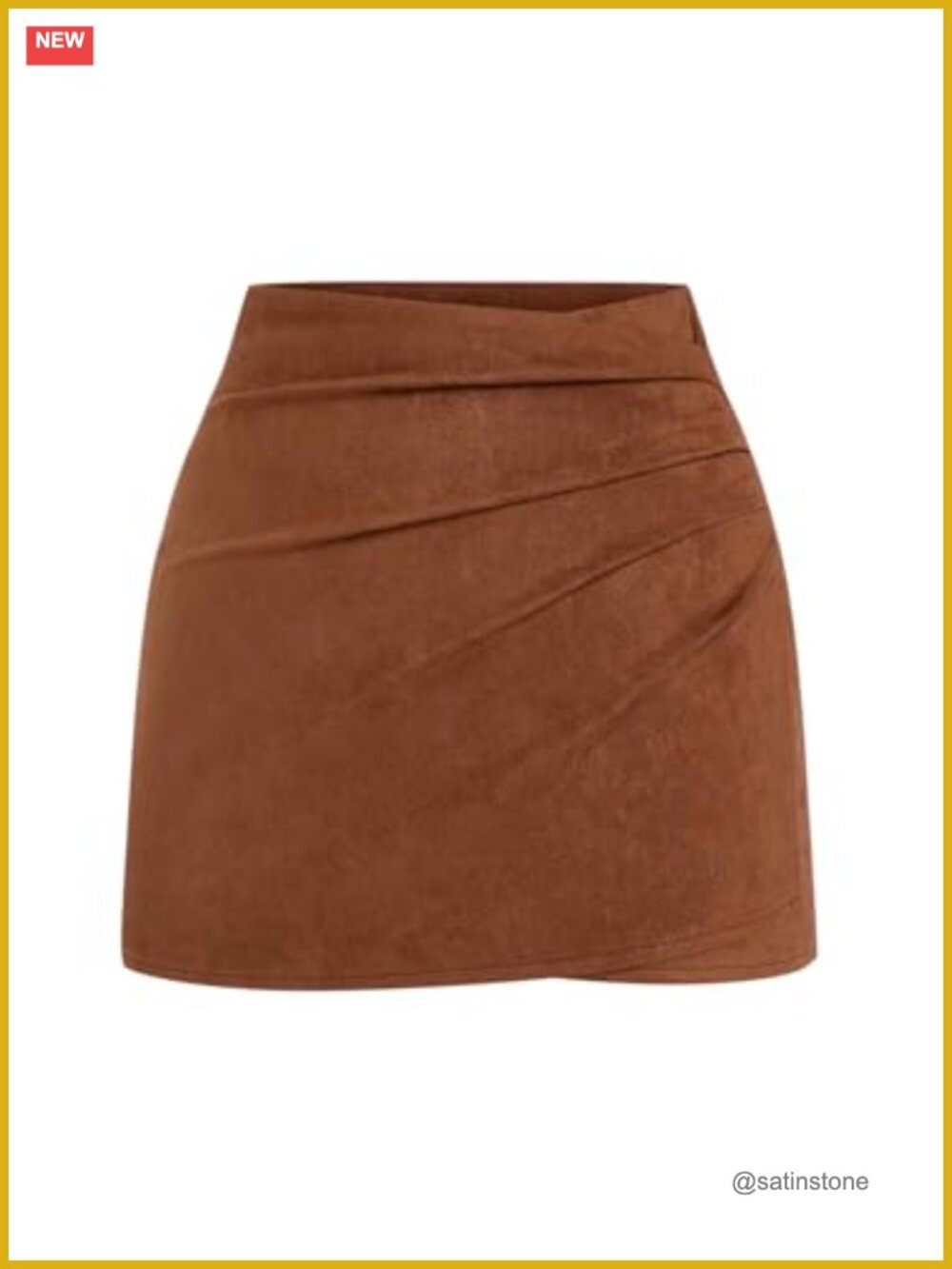 Plus Size Faux Suede Bodycon Mini Skirt High Waist Ruched Asymmetrical